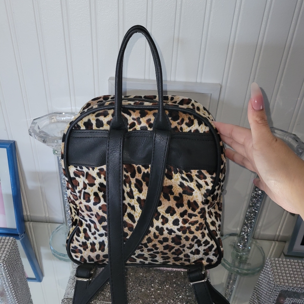 Euc Leopard Print Soft Plush Backpack - image 2